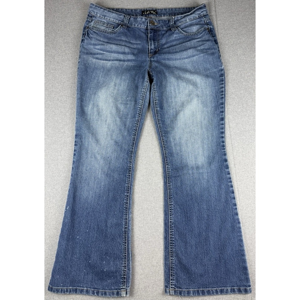 L.E.I. Sophia Hipster Flare Jeans Womens Blue Low Rise Embroidered Y2K